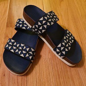 Tory Burch blue, black & white slide-on sandals 8M